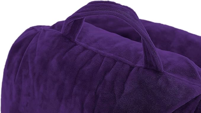 Husband Pillow Medium Purple, Backrest for Kids, Teens, Petite Adults - Reading Pillows with Arms, Adjustable Loft, Plush Memory Foam, Bed Rest Chair for Sitting Up, Detach Neck Roll, Removable Cover