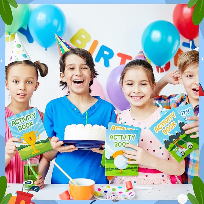 Golf Activity Books for Kids - Sports Golf Theme Mini Games Coloring Book Set Bulk Mazes Word Search Word Scramble Games DIY Booklet for Birthday Party Goodie Bags Stuffers Classroom Favors Supplies