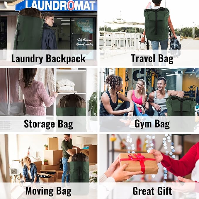 JOINPRO Laundry Bag Backpack, 125L Extra Large Travel Laundry Bags with Shoulder Straps, Adjustable & Extendable Design, Laundry Hamper Bag with 3 Pockets for Laundromat, College, Travel