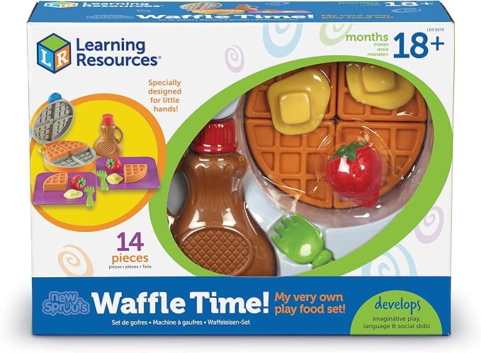 Learning Resources New Sprouts Waffle Time, Pretend Play Food Set, Kids Play Food Set, Play Food, Learning Toys, 14 Piece Set, Ages 18 mos+