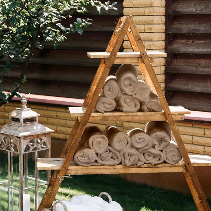 Kinlop Fleece Blanket Bulk 60 x 50 Inch Soft Lightweight Fleece Cozy Blanket Warm Throw Plush Pet Throw for Bed Couch Sofa Home Office Wedding Gifts Travel Camping(Khaki,40 Packs)