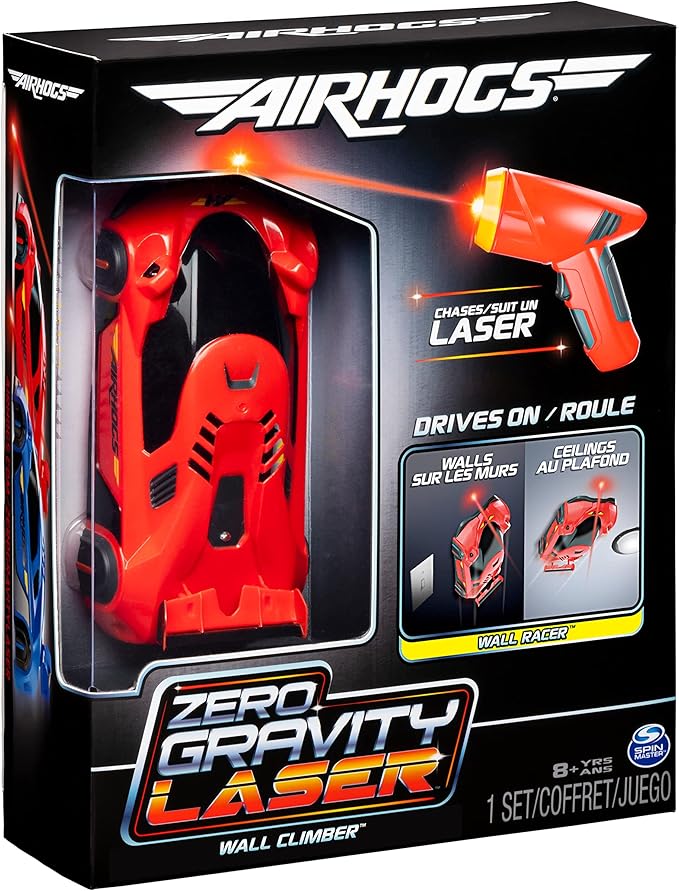 Air Hogs, Zero Gravity Laser, Laser-Guided Wall Racer, Wall Climbing Race Car, Red
