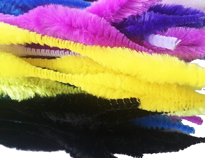 Pack of 100 Pipe Cleaners Fuzzy Bumpy Chenille Stems for Creative Handmade DIY Art Craft (Multicolor)