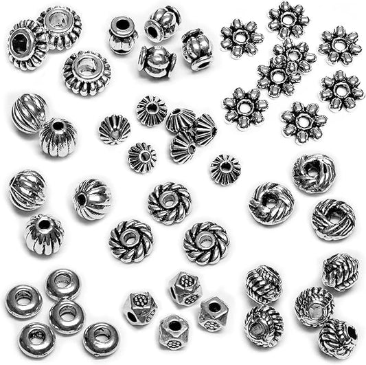 Silver Spacer Beads for Jewelry Making Supplies Flat Beads for Bracelets Small Seed Beads for Necklace Earring 500pcs Bead Bracelet Making Kit Metal Beads Bulk Tibetan Silver Jewelry Set
