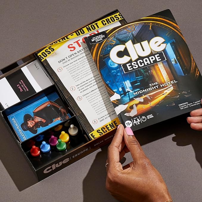 Clue Escape: The Midnight Hotel Board Game, Clue Escape Room Game, 1-Time Solve Mystery Games, Family Games for Ages 10+, 1-6 Players, 90 Mins. Avg.