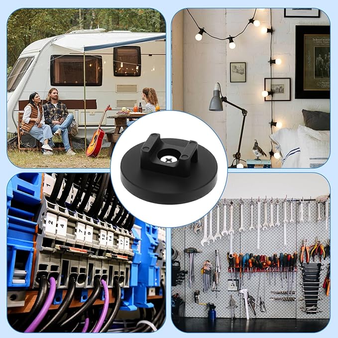 15 Pieces Magnetic Cable Clips Heavy Duty Zip Tie Mount Base Black Magnetic Wire Holder for Cable Management, Suitable for Home, Office, and Automotive Use