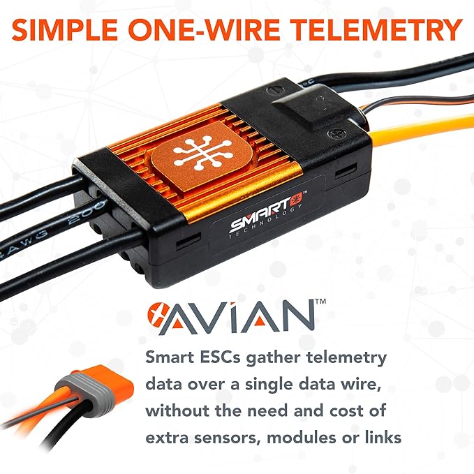 Spektrum Avian 45 Amp Brushless Smart ESC, 3S-6S, SPMXAE1045, White