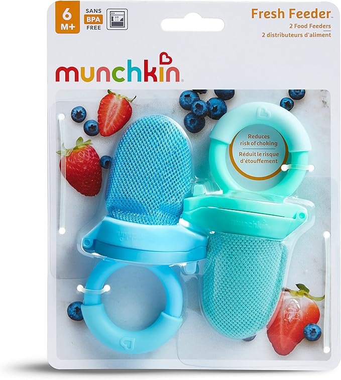 Munchkin® Soft Tip™ Infant Spoons, 12 Count (Pack of 1) & Fresh Food Feeder, 2 Count (Pack of 1), Blue/Mint