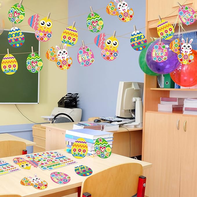 30 PCS Easter Egg Bunny Craft Kits for Preschool Kids Paper DIY Easter Chick Egg Rabbit Craft Kits for Home Classroom Game Art Activities Party Favors