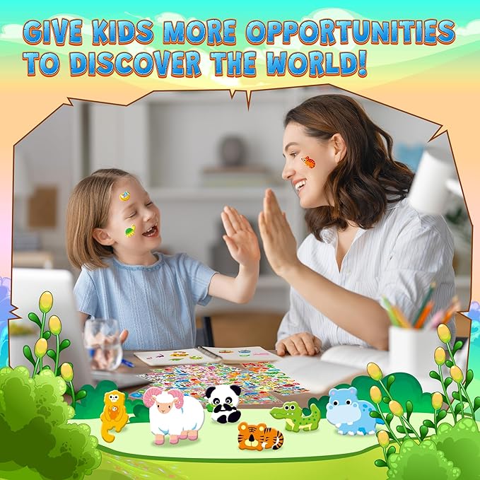 3200+ Stickers for Kids, 3D Puffy Stickers, 64 Different Sheets, Cute Animals Stickers for Boys Girls Teachers, Classroom Reward, Craft Scrapbooking, Party Gift