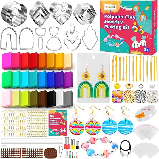 CGBOOM 527Pcs Polymer Clay Earring Making Kits, 3 in 1 Clay Kit Earring and Bracelet Making Kit, Polymer Clay kit for Adults Teens Girls