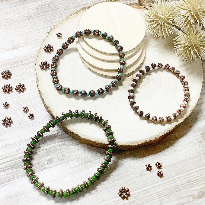 Antique Copper Beads for Jewelry Making Spacer Beads & Bead Assortments for Bracelet Necklace Earring Making Copper Craft Supplies Beads Copper Jewelry Findings Small Seed Beads Jewelry Set 500Pcs