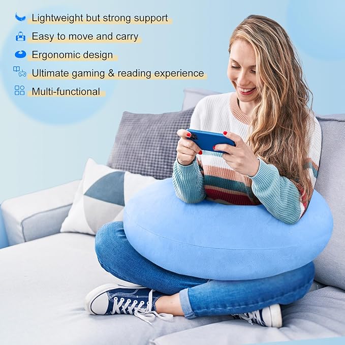 Gaming Pillow Arm Support Pillow for Bed & Sofa: Ergonomic U-Shaped Lap Pillow with Elbow Rest for Adults & Kids - Reduces Arm Pain & Fatigue During Gaming, Reading, Working & Crocheting