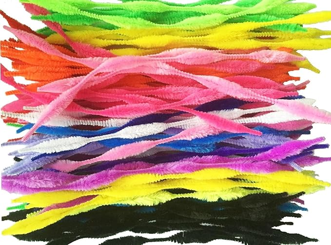 Pack of 100 Pipe Cleaners Fuzzy Bumpy Chenille Stems for Creative Handmade DIY Art Craft (Multicolor)
