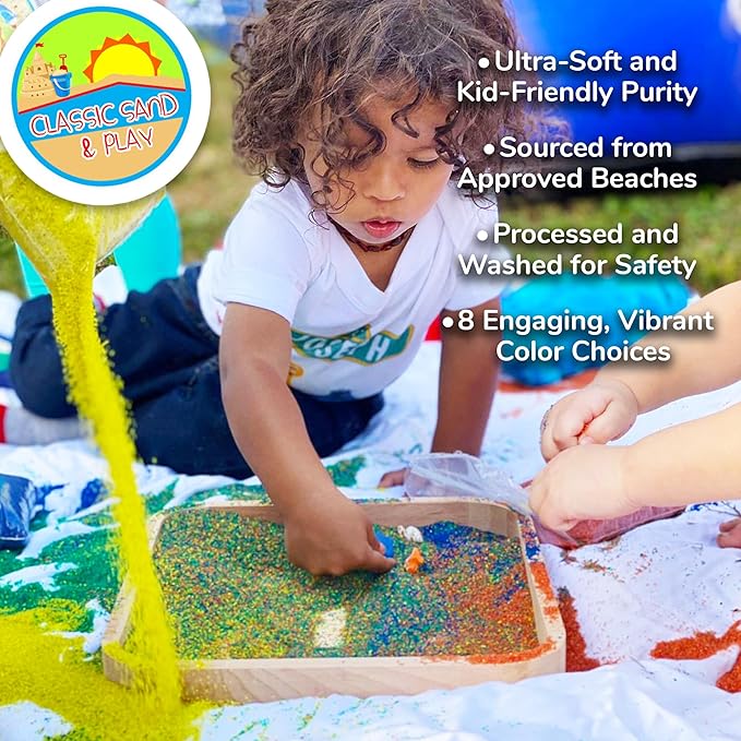 Classic Sand and Play Rainbow Colored Play Sand, 20 lb. Bag, Natural and Non-Toxic, Fun Wet and Dry Indoor and Outdoor, Sandbox, Therapy, and Table Use, Building, Stimulate Sensory Needs