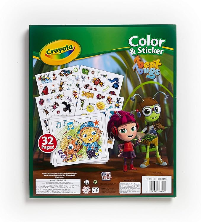 Crayola Beat Bugs Color & Sticker Book, Gift for Kids, Age 3, 4, 5, 6