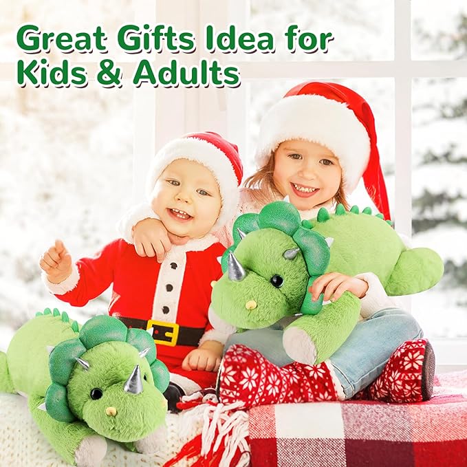 Triceratops Weighted Stuffed Animals - 22 Inch 4.5 Pounds Weighted Plushies Dinosaur Stuffed Animals - Big Dino Plush Pillow - Cute Plush Toy Gifts for Kids & Adults (22" 4.5 lbs)