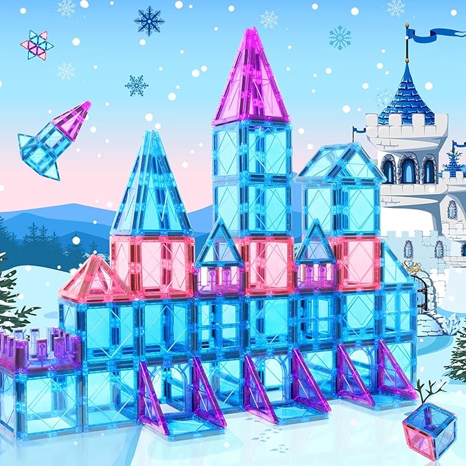 Magnetic Tiles Toys for 3 4 5 6 7 8 Year Old Boy Girls Kids Beginner Set,Magnetic Building Blocks Learning Toys for Toddlers Age 2-4 3-5 4-5 5-6 6-8 Birthday Christmas Ideas (20PCS Blue & Purple)