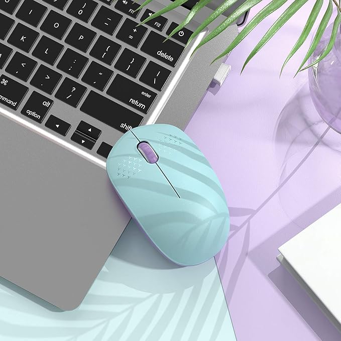 seenda Wireless Mouse, 2.4G Noiseless Mouse with USB Receiver Portable Computer Mice for PC, Tablet, Laptop - Mint Green&Purple