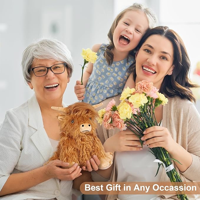 Heatable & Coolable Highland Cow Stuffed Animals Plushie, Microwavable Heating Pad for Soothing & Relaxation, Lavender Scented Cattle Plush Toys for Stress Relief, Stuffed Cow Gifts