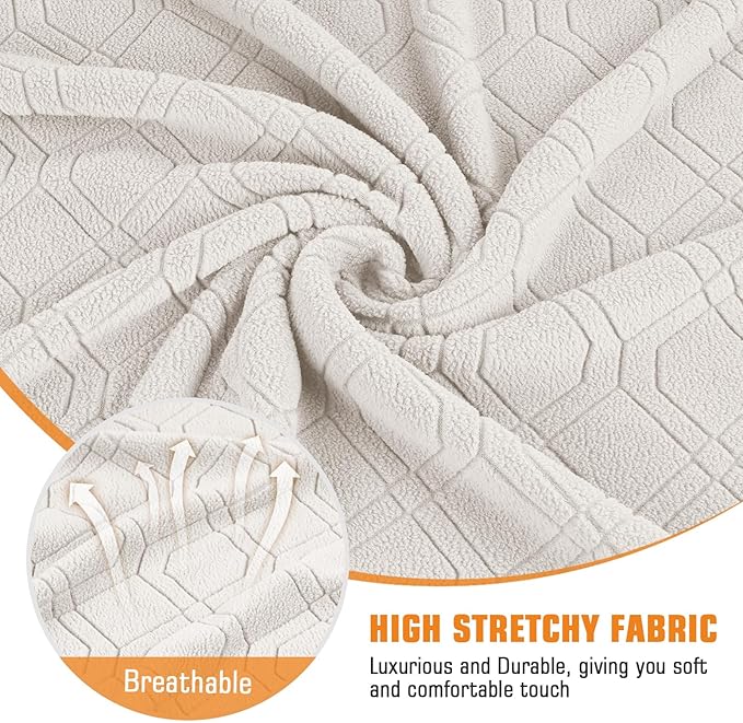 VANSOFY Oversized Recliner Chair Cover, 4-Pieces Stretch Recliner Covers for Recliner Chair Soft Reclining Chair Slipcover Jacquard Pattern Furniture Protector for Dogs Cats(Off White)