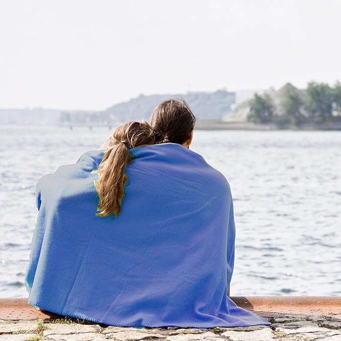 Fleece Throw Blanket Bulk Fleece Blankets Solid Lightweight Warm Soft Cozy Pet-Friendly for Home Bed Sofa Couch Dorm Office Wedding Gifts Travel Airplane for Seasons (Blue, Pack of 6-50x60 Inches)