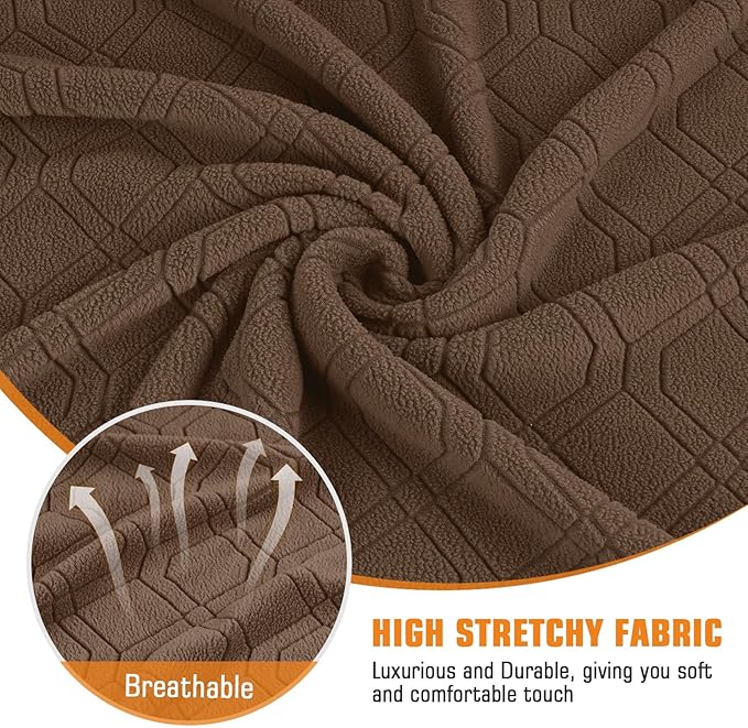 VANSOFY Recliner Chair Cover, 3-Pieces Stretch Recliner Covers for Recliner Chair Soft Reclining Chair Slipcover Furniture Protector for Dogs Cats(Light Coffee)