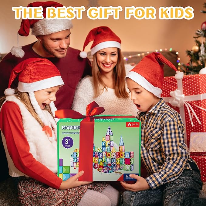 171 PCS Magnetic Tiles and Marble Run Set, Magnet Building Race Track Toys with Learning Card and Storage Bag for Kids, STEM Educational Blocks for Boys Girls Ages 3 4 5 6 7 8+ Birthday Gifts