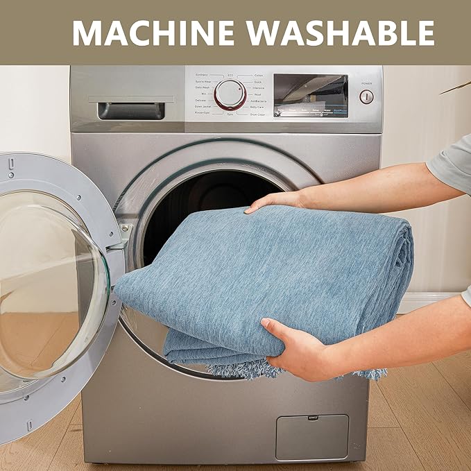 MYSKY HOME Sectional Sofa Covers Blue Couch Covers for 3 Cushion Couch Sofa Chenille Couch Cover Living Room Multi-Use L Shaped Sofa Slipcovers for Dogs Cats Kids Tassel Edge 91" x 134"