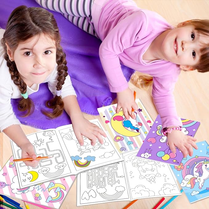 24Pcs Magic Horse Mini Coloring Books for Kids Party Favors Bulk Gift Small Art Unicorm Drawing Activity Book for Birthday Goodie Bags Stuffer Filler Holiday Kindergarten School Classroom Supplies