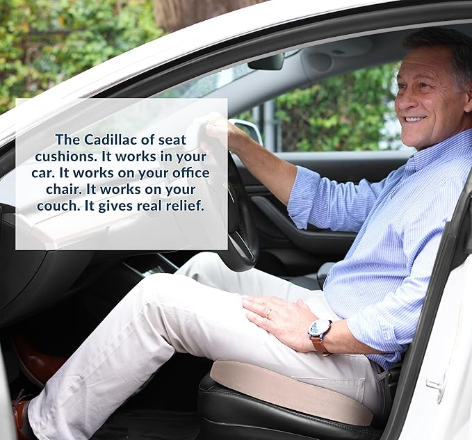 ComfiLife Premium Gel & Memory Foam Seat Cushion – Doctor Recommended Office Chair Cushion, Car Seat Cushion – Chair Cushions for Back & Sciatica Pain Relief – Seat Cushions for Office & Desk (Beige)