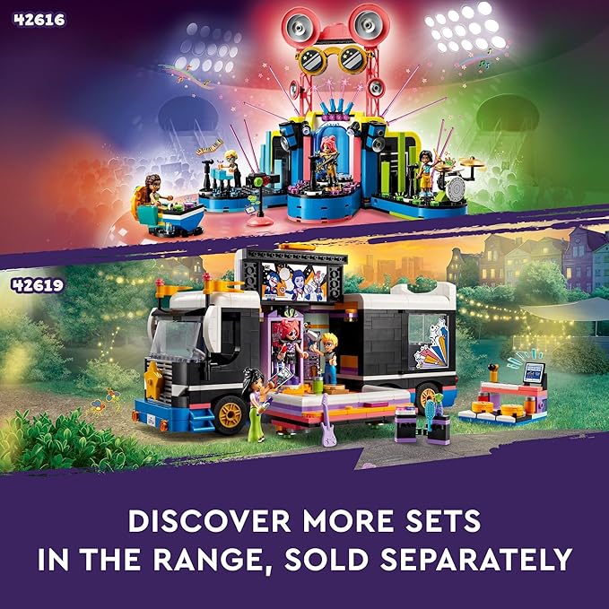 LEGO Friends Karaoke Music Party Set, Pretend Play Toy for Kids, Girls and Boys Ages 6 Years and Up Who Love Singing, Includes Mini-Doll Characters Liann and Nova and a Gecko Figure, 42610