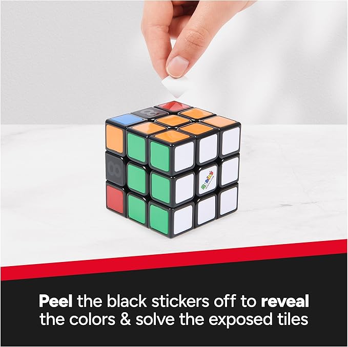 Rubik’s Cube Coach Cube, Learn to Solve 3x3 Cube with Stickers, Guide, & Videos, Stress Relief Fidget Toy, Adult Toy Fidget Cube for Ages 8+
