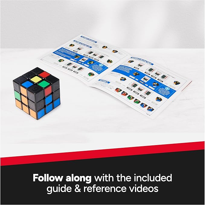 Rubik’s Cube Coach Cube, Learn to Solve 3x3 Cube with Stickers, Guide, & Videos, Stress Relief Fidget Toy, Adult Toy Fidget Cube for Ages 8+