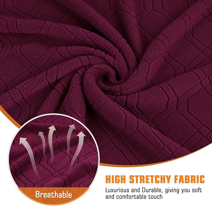 VANSOFY Recliner Chair Cover, 3-Pieces Stretch Lazy Boy Recliner Covers for Recliner Chair Soft Reclining Chair Slipcover Furniture Protector for Dogs Cats(Burgundy)