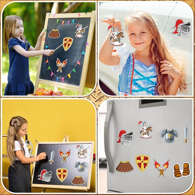 32 Sets Armor of God Magnets Crafts Color Your Own Armor of God Magnet for Kids DIY Religious Coloring Magnet Ornaments for VBS Sunday School Home Classroom Activities Art Party Favors