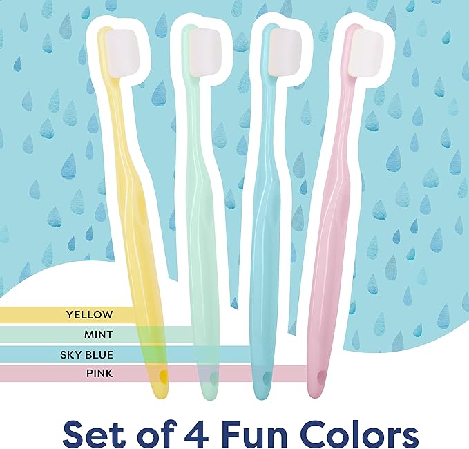 Extra Soft Toothbrush, Nano Toothbrush for Sensitive Gums, Extra Soft Toothbrushes Child Sensitive Teeth Manual, Ultra Soft Toothbrush for Extra Protection Gum Care, Perfect for (Kids - 4 Pack)