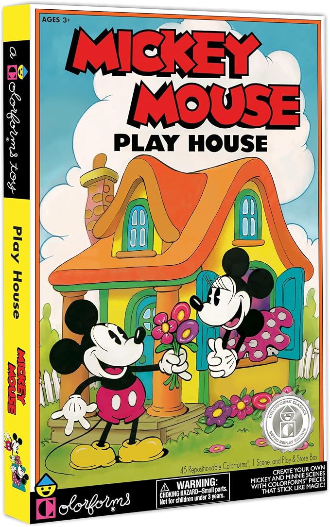 Colorforms — Mickey Mouse Play House Retro Play Set — Mickey and Minnie Mouse! — Pieces Stick Like Magic! — Ages 3+