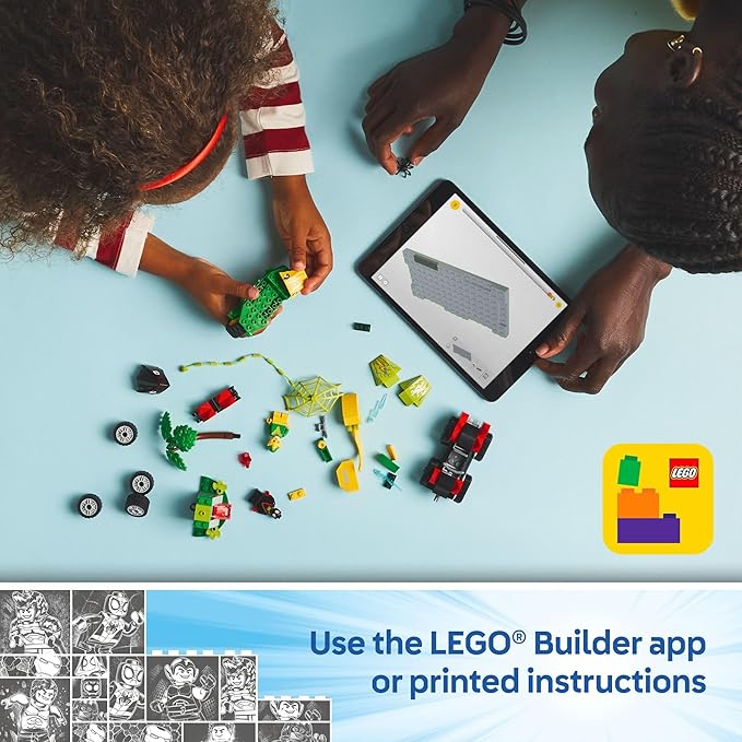 LEGO Marvel Spidey and His Amazing Friends Spin and Electro Dinosaur Vehicle Chase - Car and Motorcycle Preschool Building Toy for Kids, Boys and Girls, Ages 4+ - Gift Idea for Birthdays - 11198