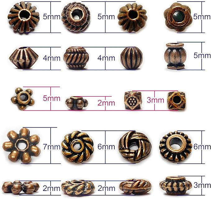 Antique Copper Beads for Jewelry Making Spacer Beads & Bead Assortments for Bracelet Necklace Earring Making Copper Craft Supplies Beads Copper Jewelry Findings Small Seed Beads Jewelry Set 500Pcs
