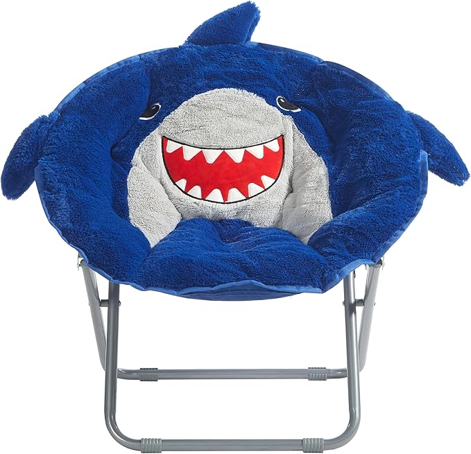 Heritage Kids Figural Shark Faux Fur 23" Folding Saucer™ Chair, Ages 3+