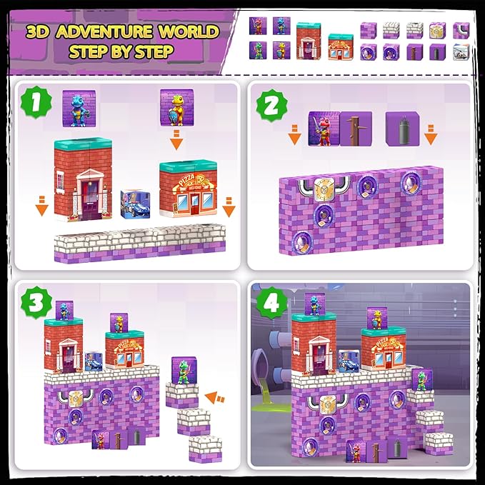 Magnetic Blocks Kids Toys, Magnetic Building Cubes - Creative STEM Sensory Autism Toys for 3+ Year Old Boys & Girls, Adventure Games Elements Magnet Toys for Ages 5-7 8-13