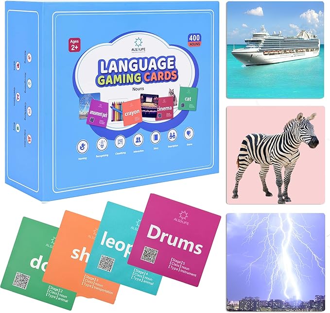 400 Thick Flash Cards for Toddlers 2-6, 4 Level Real Life Photos Flashcards for Speech Therapy and Preschool Learning Activities, Speech Therapy Materials for Autism and Alzheimers