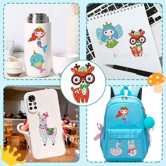 Junrife Princess Diamond Craft Kits Stickers for Kids,Gem Kids' Paint by Number Kits Mosaic Sticker - Best Gifts for Girls Ages 8-12 Easy for Kids Adult Beginners