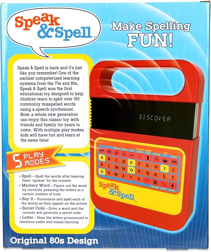 Speak & Spell Electronic Game - Educational Learning Toy, Spelling Games, 80s Retro Handheld Arcade, Autism Toys, Activity for Boys, Girls, Toddler, Ages 7+