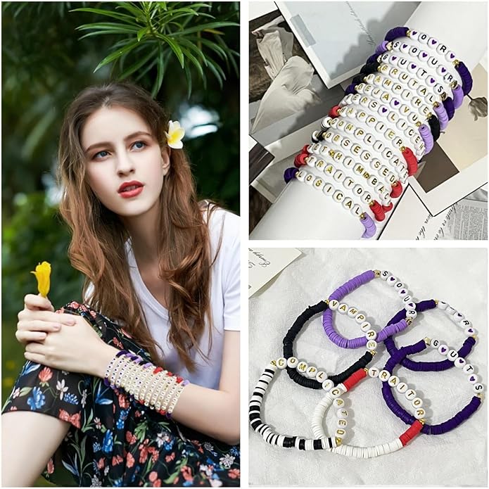 Handmade Stretch Friendship Bracelets for Teen Girls Singer Inspired Merch Outfits Decoration Girls Birthday Gifts Clay Beaded Friendship Bracelets Bulk for Music Fans