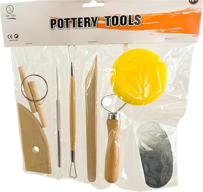 Evwoge 8 Pcs Ceramic Clay Tools Set, Wooden Clay Wax Pottery Sculpting Modeling Tool Kits Pottery Smoothing Cleaning Carving Shaping Cutting Tools