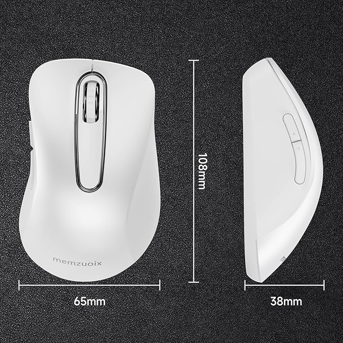 memzuoix 2.4G Wireless Mouse, 1400 DPI Computer Mice with USB Receiver, Portable Wireless USB Mouse Battery Powered Cordless Mice for Laptop, PC, Desktop, 5 Buttons (White)