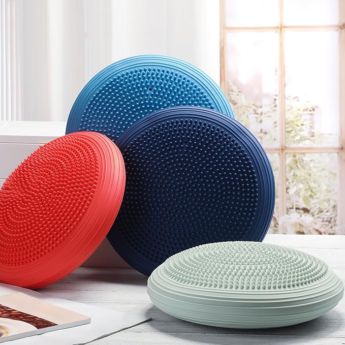 Libima 4 Pcs Wiggle Seat Inflated Wobble Cushion for Sensory Kid 13 Inches Balance Disc Flexible Seating for Classroom Sensory Pad for Chair Wiggle Cushion