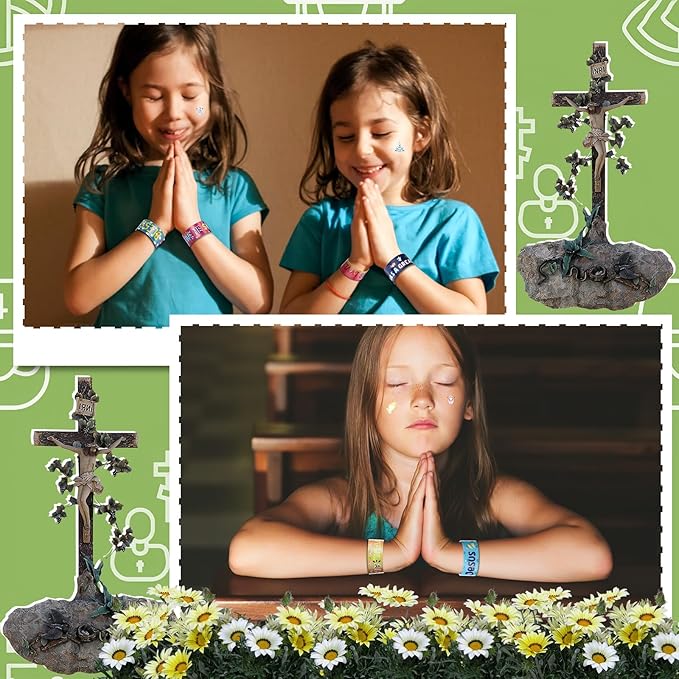 Jenaai 96 Pcs Religious Slap Bracelets with Stampers Bulk Assorted Jesus Love You Wristbands Christian Gifts for Kids Religious Prizes Bible Verse Party Favors for Sunday School Boys Girls
